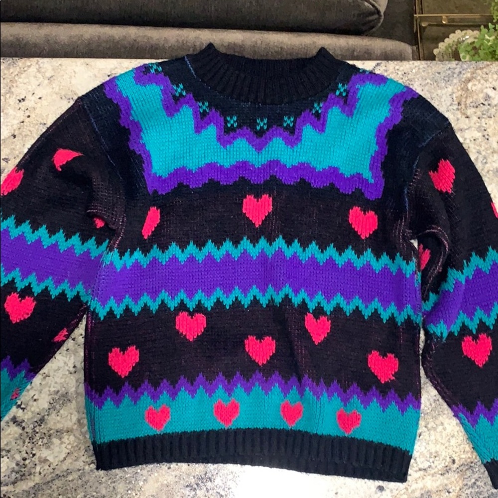 80’s heart print vapor wave vintage sweater